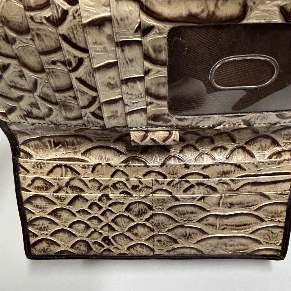 Brahmin Ady Leather Wallet Trifold fold Croc Alligator Embossed Checkbook Luxury - Picture 4 of 13